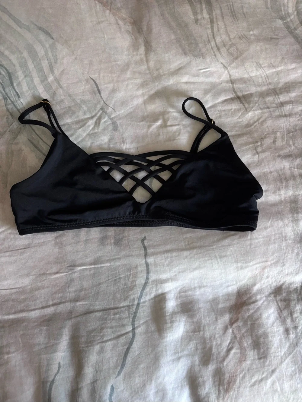 l*space Black Strappy Lattice Bikini Top